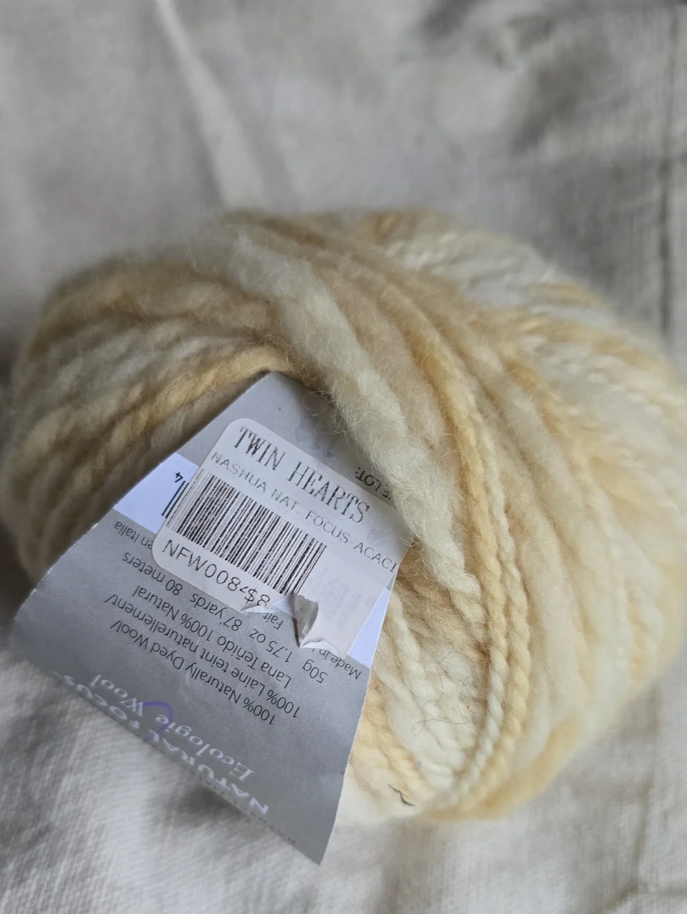Nashua Handknits Ecologie 100% Wool Skien Yarn Creme Neutral 87 Y 80 Meters 8 US